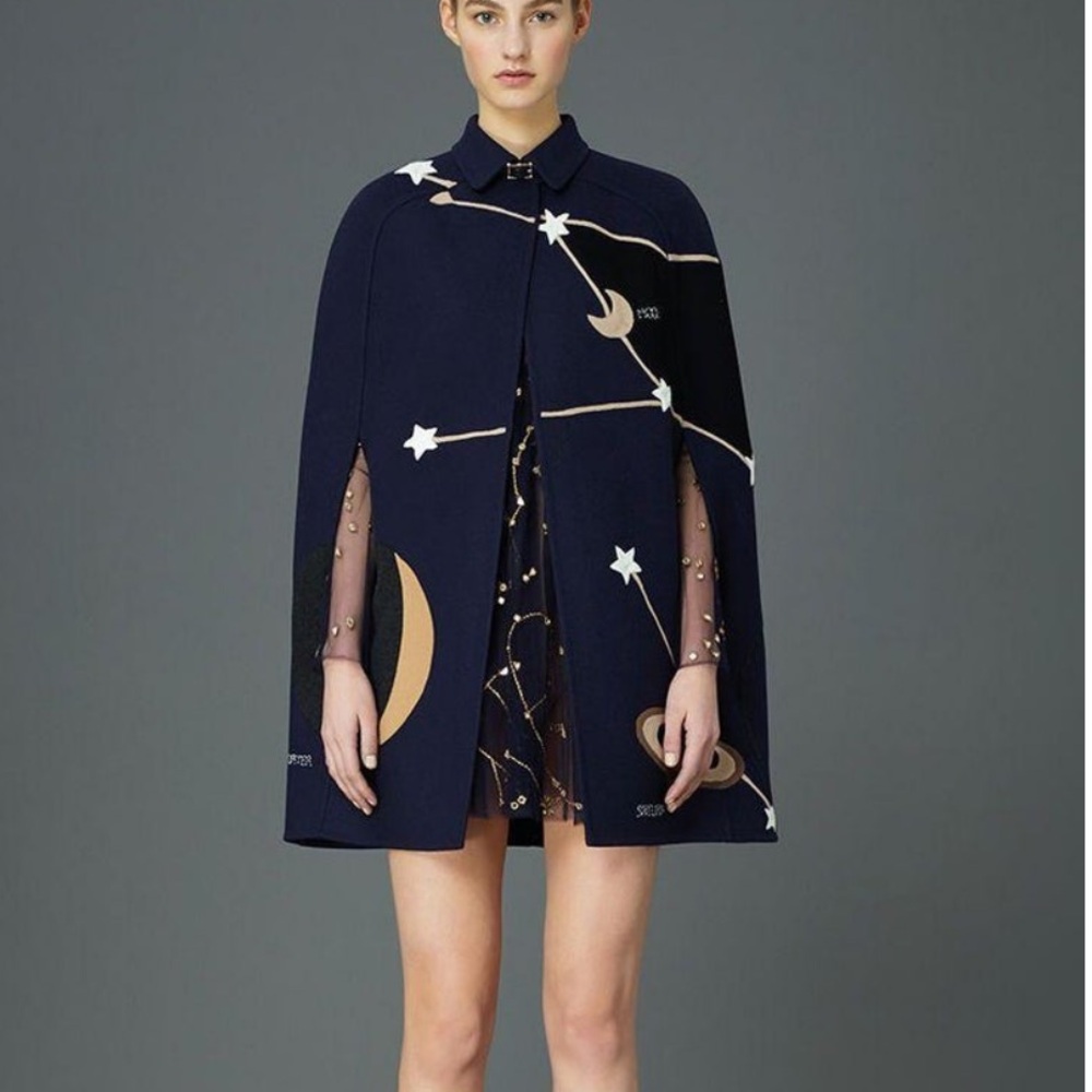 Valentino Wool Constellation Cape, S